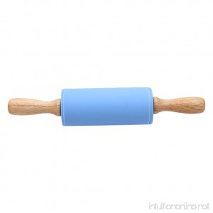 LALANG Kitichen Cooking Baking Fondant Pasta Pizza Tool Stick Wood Handle Food-grade Silicone Roller Rolling Pin (blue S) - B07D26LXYY